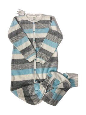 Petit Lem Baby Striped Velour Footie Pajama Blue Gray White Size 24 Months NWT